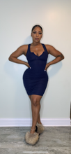 Load image into Gallery viewer, Snatched V Dress Navy
