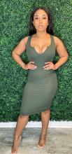 Load image into Gallery viewer, Snatched V  Dress Olive
