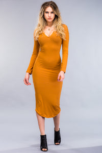 Long sleeve Bodycon Dress (Gold)