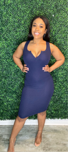 Load image into Gallery viewer, Snatched V Dress Navy
