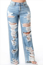 Load image into Gallery viewer, Shredded Denim Jeans
